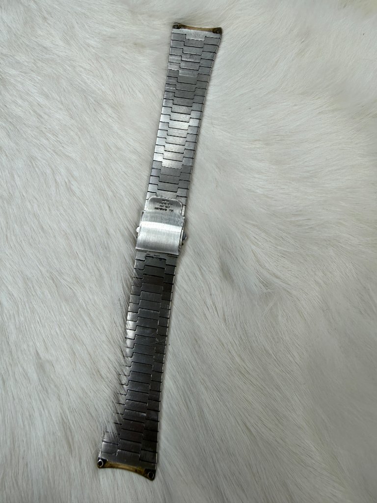 Vintage Ebel Stainless Steel & 24k Yellow Gold Electroplated Trim Wave Watch Ban — image 4 of 8